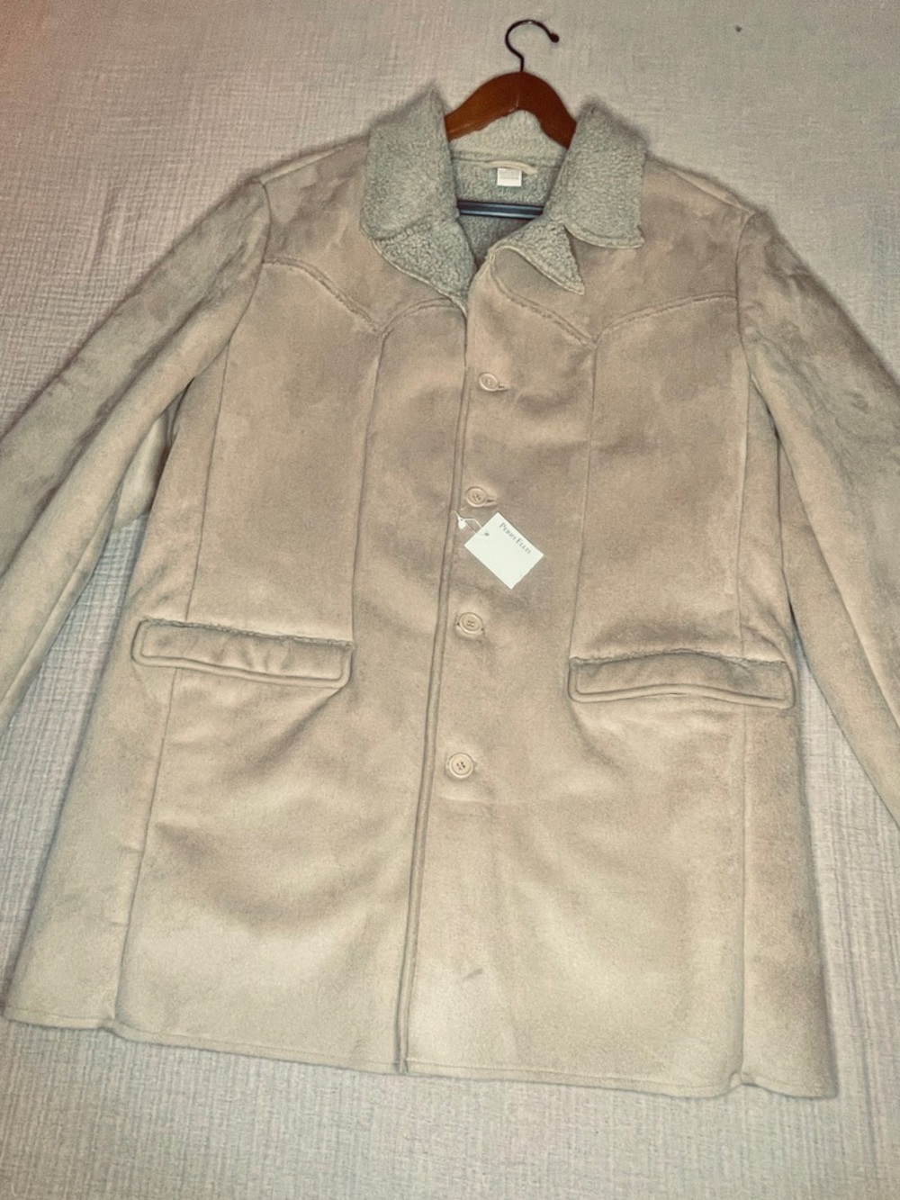 Perry Ellis Faux Suede‎ Sherpa Western Rancher Jacket NWT L Cozy Luxe - Picture 4 of 9